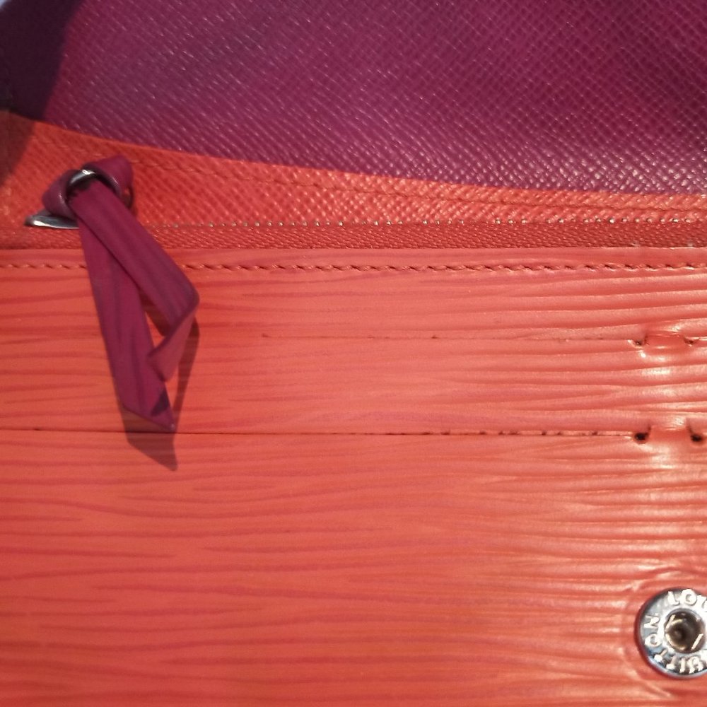 Stunning EUC LV Epi Portefeuille Emilie Long Wallet Orange (Piment) & Fuchsia - Picture 11 of 13
